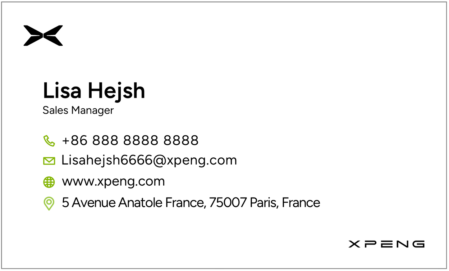 XPENG Sales Business Card