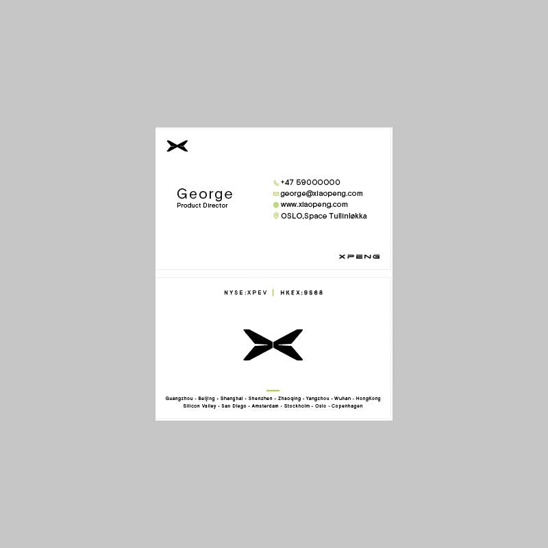 XPENG Sales Business Card