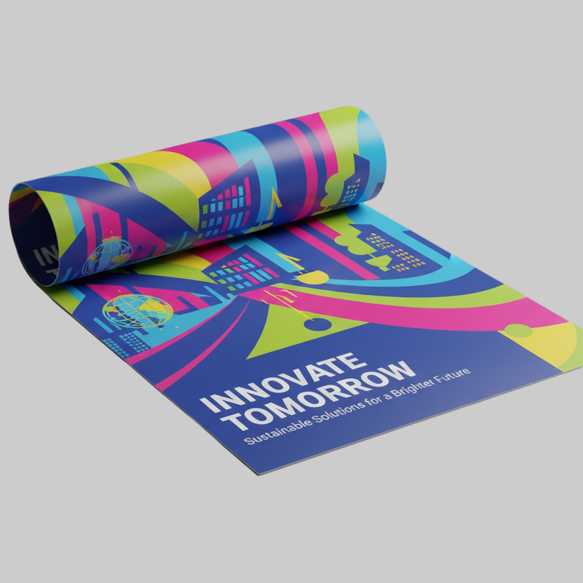 广告海报半卷着