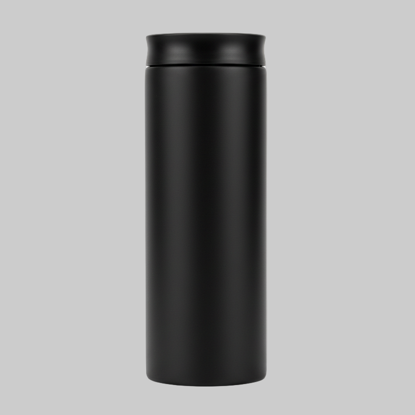 生成一个黑色保温杯，上面没有 logo